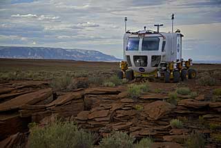 The Lunar Electric Rover crosses the Arizona desert