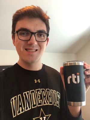 Caption - Joey models RTI and Vanderbilt swag simultaneously.