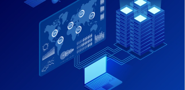 isometric-global-information-digital-network-big-data-processing-of-vector-id982764560