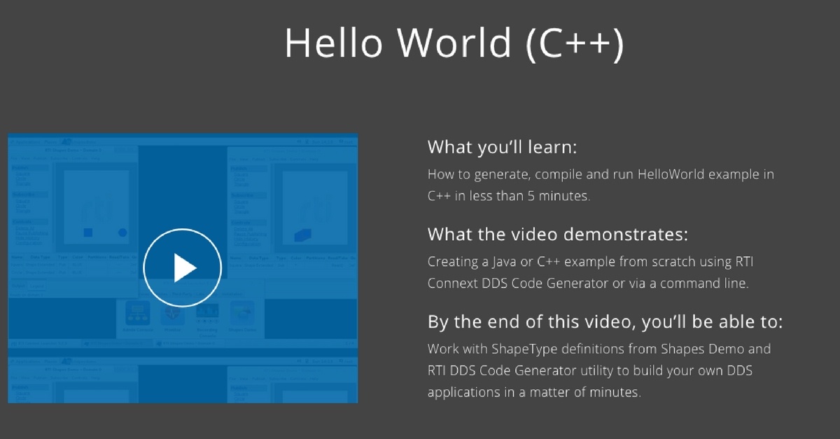 Getting Started with Connext DDS, Part Four: From Installation to Hello World, These Videos Have You Covered